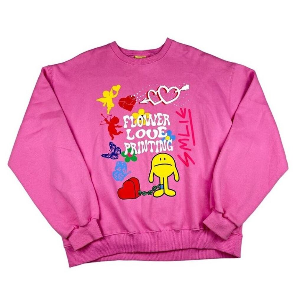 Neoity - Flower Love Smile Sweatshirt in Pink and Multi